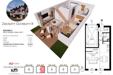 Rzut - Dom na sprzedaż 5 pokoi o powierzchni 141,82 m² - numer F1 w Zaciszny Ołtaszyn III
