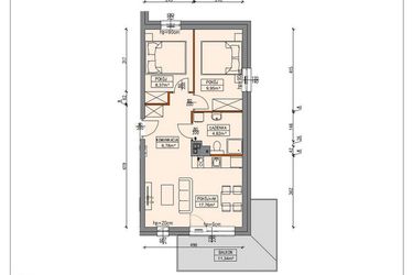 Rzut - Mieszkanie na sprzedaż 3 pokoje o powierzchni 47,91 m² - numer B4.0.2.3A w Stegna Park II