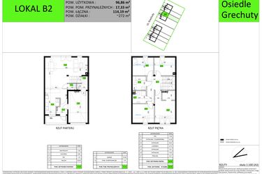 Rzut - Dom na sprzedaż 5 pokoi o powierzchni 114,19 m² - numer B2 w Osiedle Grechuty