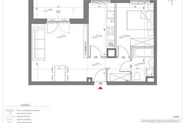 Rzut - Mieszkanie na sprzedaż 2 pokoje o powierzchni 44,66 m² - numer D/101/M w City Vibe