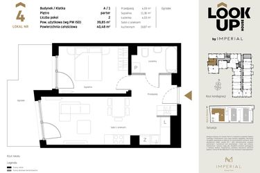 Rzut - Mieszkanie na sprzedaż 2 pokoje o powierzchni 39,85 m² - numer A.4 w Look Up House