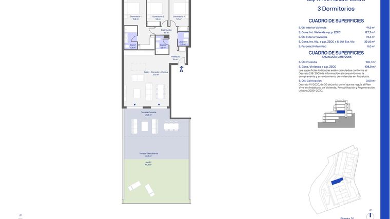 Rzut - Mieszkanie na sprzedaż 3 pokoje o powierzchni 128 m² - numer 123A w Aire