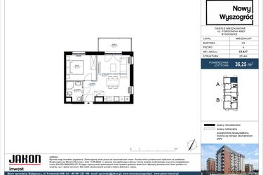 Rzut - Mieszkanie na sprzedaż 2 pokoje o powierzchni 36,25 m² - numer C3.A17 w Nowy Wyszogród etap III