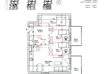 Rzut - Mieszkanie na sprzedaż 4 pokoje o powierzchni 73,72 m² - numer 23B w Łowicka 25