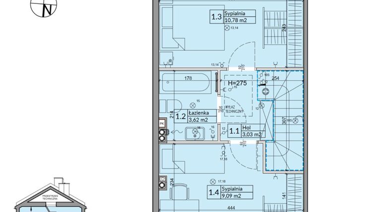 Rzut - Dom na sprzedaż 3 pokoje o powierzchni 60,67 m² - numer 2A w Osiedle Stokrotki