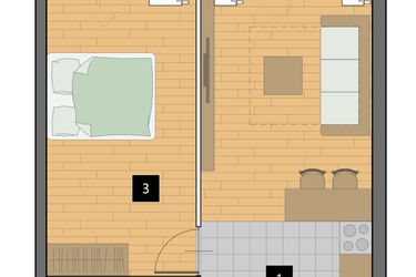 Rzut - Mieszkanie na sprzedaż 2 pokoje o powierzchni 39,38 m² - numer B4 w Mazowiecka 115