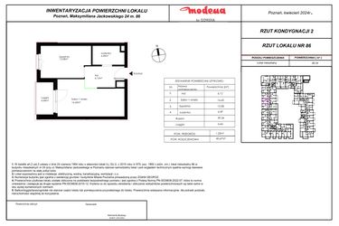 Rzut - Mieszkanie na sprzedaż 2 pokoje o powierzchni 40,67 m² - numer 86 w Modena I