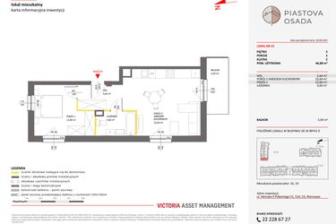 Rzut - Mieszkanie na sprzedaż 2 pokoje o powierzchni 46,88 m² - numer D.22 w Piastova Osada