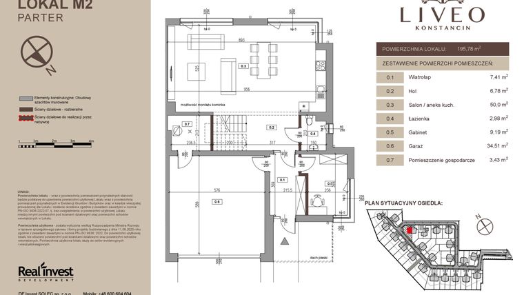 Rzut - Dom na sprzedaż 5 pokoi o powierzchni 195,78 m² - numer M2 w Liveo Konstancin