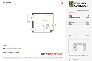 Rzut - Mieszkanie na sprzedaż 2 pokoje o powierzchni 34,64 m² - numer 33 w Nova Viva Garden 8