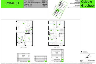 Rzut - Dom na sprzedaż 5 pokoi o powierzchni 114,19 m² - numer C1 w Osiedle Grechuty