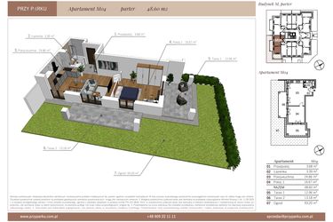 Rzut - Mieszkanie na sprzedaż 2 pokoje o powierzchni 48,6 m² - numer M04 w Przy Parku etap II
