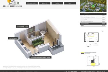 Rzut - Mieszkanie na sprzedaż 1 pokój o powierzchni 29,53 m² - numer C.1.6 w Dobry Poranek
