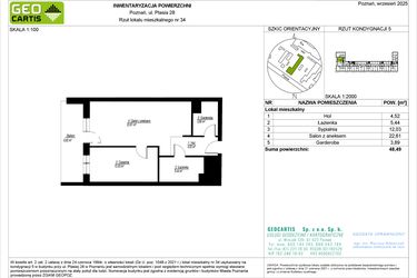 Rzut - Mieszkanie na sprzedaż 2 pokoje o powierzchni 48,49 m² - numer 28/34 w Symfonia Ptasia 28