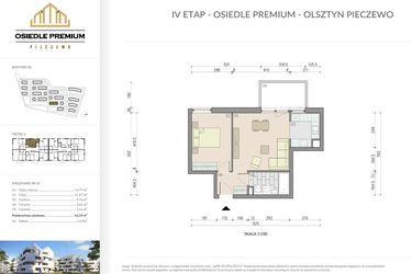 Rzut - Mieszkanie na sprzedaż 2 pokoje o powierzchni 41,54 m² - numer B1.35 w Osiedle Premium etap IV
