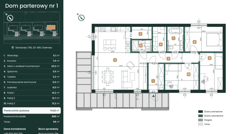 Rzut - Dom na sprzedaż 4 pokoje o powierzchni 114,8 m² - numer 1 w Domy na Gaju