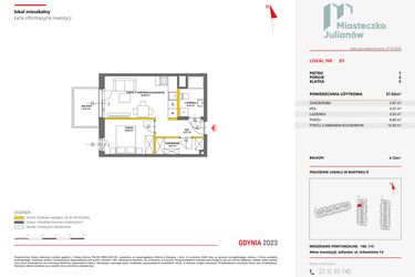 Rzut - Mieszkanie na sprzedaż 2 pokoje o powierzchni 36,78 m² - numer 85 w Miasteczko Julianów