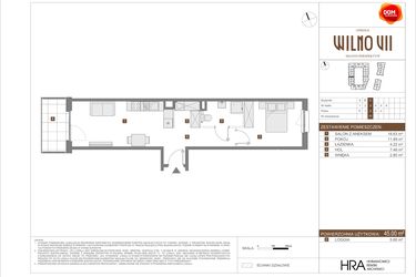 Rzut - Mieszkanie na sprzedaż 2 pokoje o powierzchni 45 m² - numer C.77 w Osiedle Wilno VII etap 3