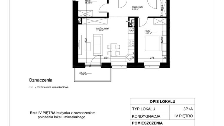 Rzut - Mieszkanie na sprzedaż 3 pokoje o powierzchni 56,94 m² - numer 26 w Esperanto Park etap II