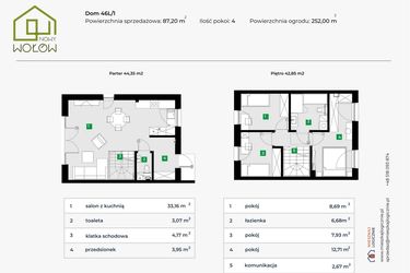 Rzut - Dom na sprzedaż 4 pokoje o powierzchni 78,47 m² - numer 46L/1 w Nowy Wołów etap II
