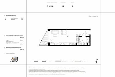 Rzut - Mieszkanie na sprzedaż 1 pokój o powierzchni 37,75 m² - numer B.M.10 w VIDOK