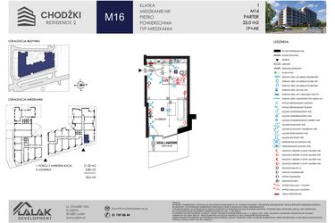 Rzut - Mieszkanie na sprzedaż 1 pokój o powierzchni 25 m² - numer M16 w Chodźki Residence 2