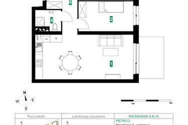 Rzut - Mieszkanie na sprzedaż 3 pokoje o powierzchni 64,88 m² - numer A.B.18 w Park Śliwowa