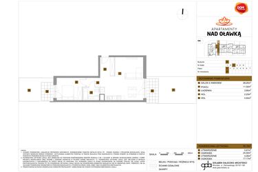 Rzut - Mieszkanie na sprzedaż 2 pokoje o powierzchni 50,19 m² - numer 57 w Apartamenty nad Oławką etap II