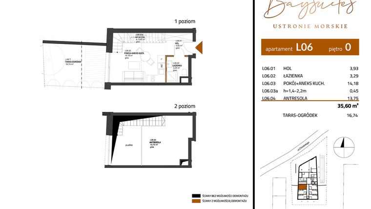 Rzut - Mieszkanie na sprzedaż 2 pokoje o powierzchni 35,6 m² - numer AP.0.6 w Baysuites