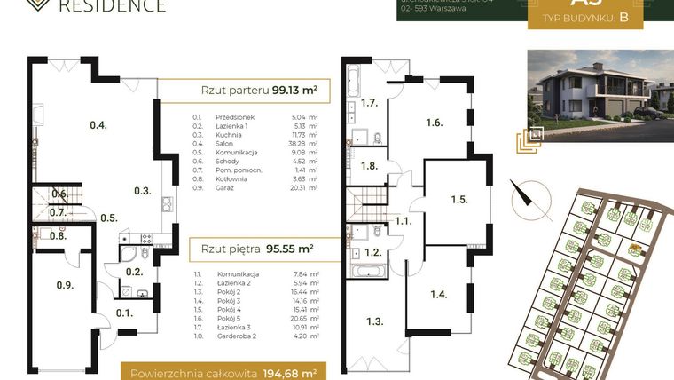 Rzut - Dom na sprzedaż 6 pokoi o powierzchni 193,73 m² - numer A.3 w Forest Residence II