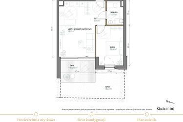 Rzut - Mieszkanie na sprzedaż 2 pokoje o powierzchni 49,02 m² - numer A/0/5 w Kopernika 71