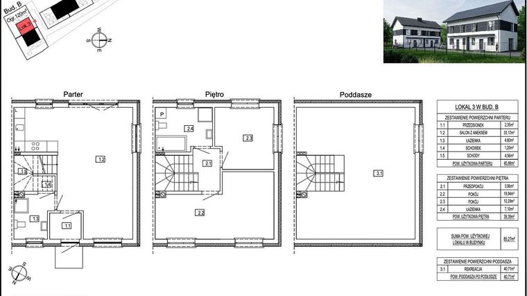 Rzut - Dom na sprzedaż 4 pokoje o powierzchni 126,98 m² - numer B3 w Dębowa