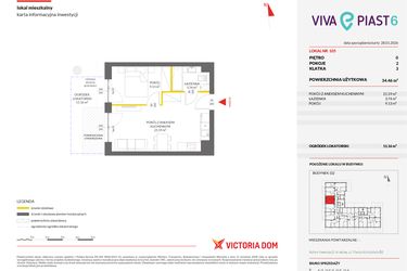 Rzut - Mieszkanie na sprzedaż 2 pokoje o powierzchni 34,6 m² - numer 105 w Viva Piast 6