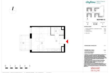 Rzut - Mieszkanie na sprzedaż 1 pokój o powierzchni 31,34 m² - numer E.5.08 w CityFlow