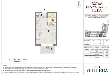 Rzut - Mieszkanie na sprzedaż 1 pokój o powierzchni 26,33 m² - numer 29 w Przystanek Ruda