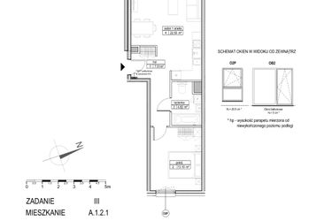 Rzut - Mieszkanie na sprzedaż 2 pokoje o powierzchni 47,9 m² - numer A.1.2.1 w Atut III