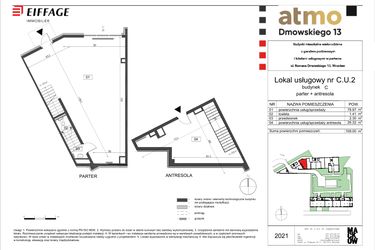 Rzut - Lokal użytkowy na sprzedaż 2 pokoje o powierzchni 109 m² - numer C1.U.2 w Atmo