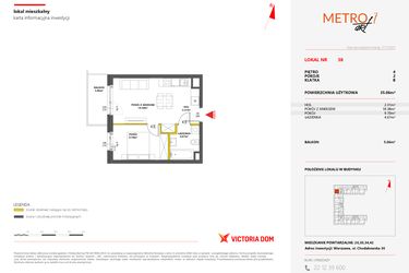 Rzut - Mieszkanie na sprzedaż 2 pokoje o powierzchni 35,06 m² - numer 38 w Metro Art 7