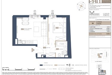 Rzut - Mieszkanie na sprzedaż 2 pokoje o powierzchni 39,86 m² - numer 36 w Apartamenty Jana Pawła 34