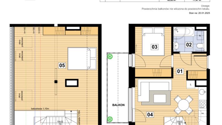 Rzut - Mieszkanie na sprzedaż 3 pokoje o powierzchni 65,65 m² - numer L-31 w Mickiewicza 21 Residence