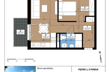 Rzut - Mieszkanie na sprzedaż 2 pokoje o powierzchni 39,26 m² - numer D/1/4 w Limone