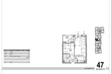 Rzut - Mieszkanie na sprzedaż 2 pokoje o powierzchni 34,91 m² - numer A.9.M.47 w Sobola Biel A9