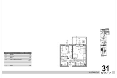 Rzut - Mieszkanie na sprzedaż 2 pokoje o powierzchni 31,06 m² - numer A.9.M.31 w Sobola Biel A9