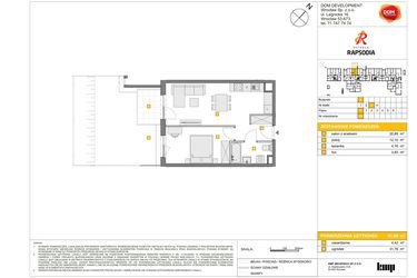 Rzut - Mieszkanie na sprzedaż 2 pokoje o powierzchni 41,08 m² - numer A.68 w Osiedle Rapsodia
