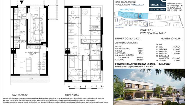 Rzut - Dom na sprzedaż 5 pokoi o powierzchni 137 m² - numer 14 w Millenova
