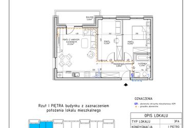 Rzut - Mieszkanie na sprzedaż 3 pokoje o powierzchni 58,03 m² - numer 11 w Osiedle Foresto