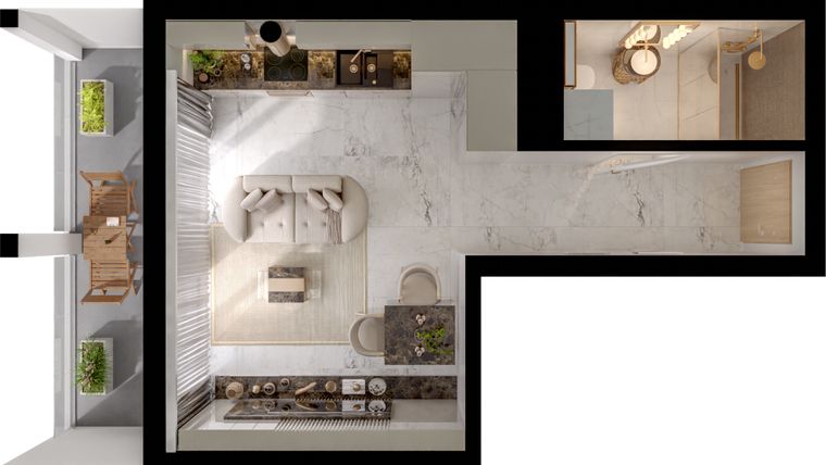 Rzut - Mieszkanie na sprzedaż 1 pokój o powierzchni 27,86 m² - numer A7/4/49 w GEMINI G-7