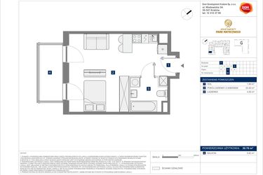 Rzut - Mieszkanie na sprzedaż 1 pokój o powierzchni 30,7 m² - numer F-66 w Apartamenty Park Matecznego Etap 2