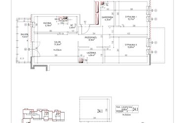 Rzut - Mieszkanie na sprzedaż 3 pokoje o powierzchni 73,11 m² - numer M-31 w Nałęczowska