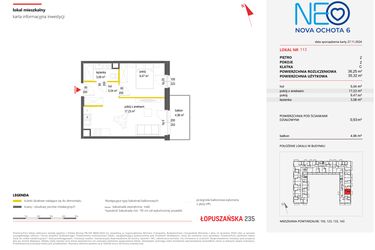 Rzut - Mieszkanie na sprzedaż 2 pokoje o powierzchni 36,16 m² - numer 113 w Neo Nova Ochota 6